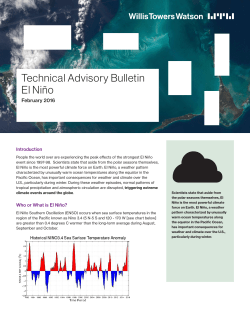 Technical Advisory Bulletin El Ni&ntilde;o