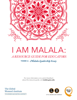 malala leadership essay - I Am Malala: A Resource Guide for
