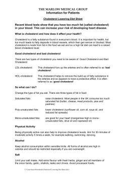 Cholesterol Lowering Diet Sheet