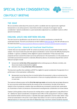 SPECIAL EXAM CONSIDERATION - Childhood Bereavement Network