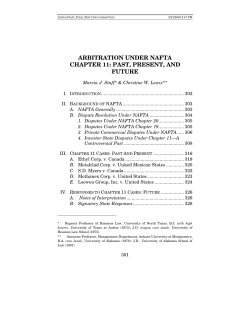 arbitration under nafta chapter 11: past, present, and future