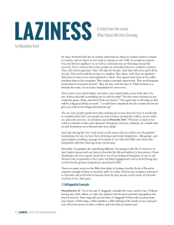 LAZINESS - Back to the Bible