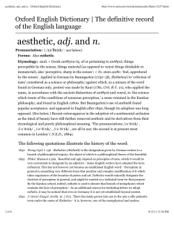 aesthetic, adj. and n. : Oxford English Dictionary