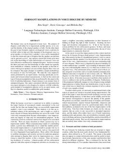 FORMANT MANIPULATIONS IN VOICE