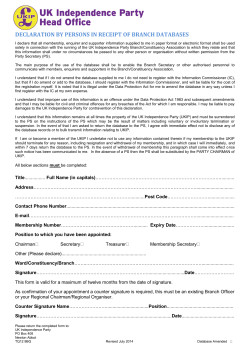 DECLARATION BY PERSONS IN RECEIPT OF BRANCH