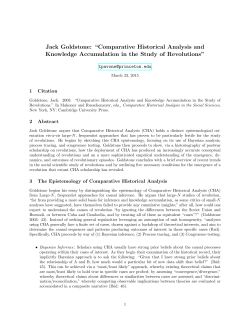 Goldstone - &ldquo;CHA and Knowledge Accumulation in the Study of