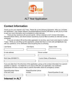 ALT Year Application Contact Information Interest in ALT