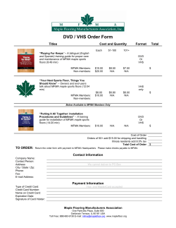 DVD / VHS Order Form - Maple Flooring Manufacturers Association