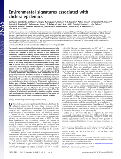 Environmental signatures associated with cholera epidemics.