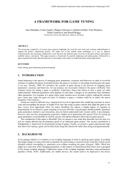 a framework for game tuning - Technische Universit&auml;t M&uuml;nchen
