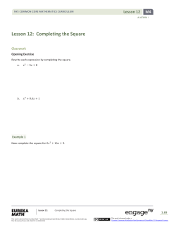 Lesson 12: Completing the Square