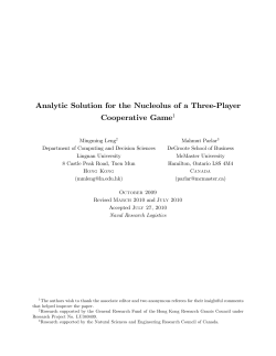 Analytic Solution for the Nucleolus of a