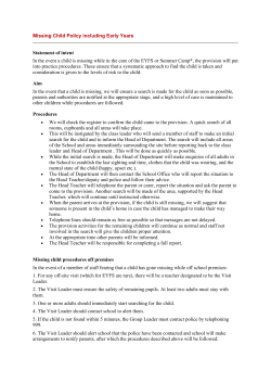 Missing Child Policy including Early Years Statement of intent In the