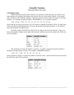 Scientific Notation - Plymouth State College