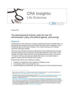 The pharmaceutical industry under the new US administration