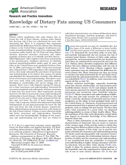 Knowledge of Dietary Fats among US Consumers