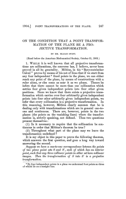ON THE CONDITION THAT A POINT TRANSFOR