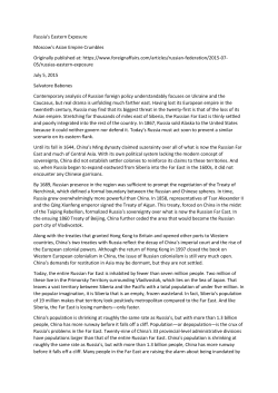 Russia`s Eastern Exposure Moscow`s Asian Empire Crumbles