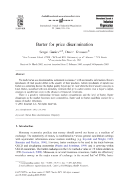 Barter for price discrimination - Department of Economics Sciences Po