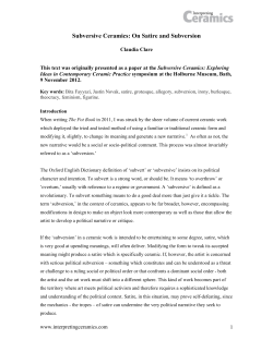 ICRC Subversive Ceramics - On Satire and Subversion