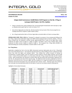 Integra Gold Commences 10,000 Meter Drill Program on the No. 5