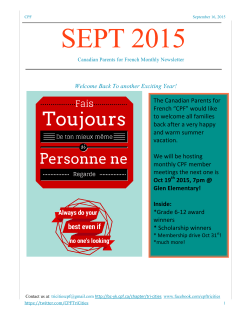 The Canadian Parents for French &ldquo;CPF&rdquo; would like to welcome all