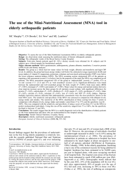 The use of the Mini-Nutritional Assessment (MNA) tool in