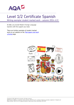 IGCSE Spanish Writing Exemplar marked work Autumn 2014