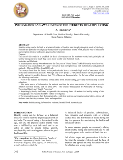 information and awareness of the students` healthy eating
