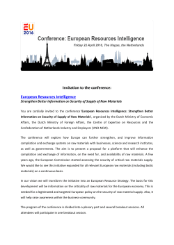 Invitation to the conference: European Resources Intelligence
