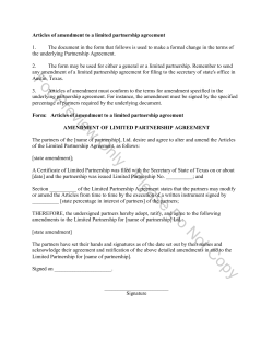 Articles of amendment to a limited partnership agreement