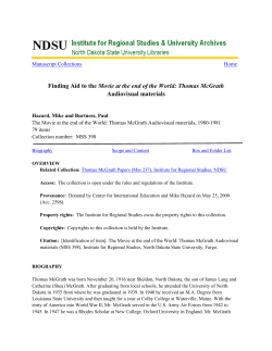 Finding Aid to the Movie at the end of the World: Thomas McGrath