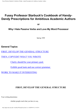 Fussy Professor Starbuck`s Cookbook of Handy - dandy
