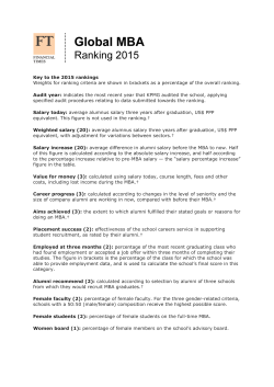 Key to the 2015 rankings Weights for ranking criteria are shown in