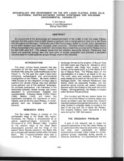 archaeology and environment on the dry lakes plateau
