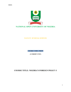 nigeria`s foreign policy i - National Open University of Nigeria
