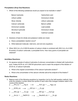 Reactions Worksheet