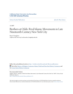 Brothers at Odds: Rival Islamic Movements in Late Nineteenth