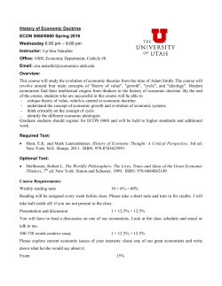 History of Economic Doctrine ECON 5060/6060 Spring 2016