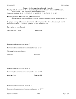 Chapter 20: Introduction to Organic Molecules