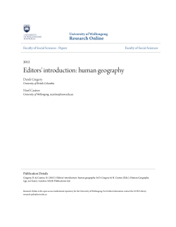 Editors` introduction: human geography - Research Online