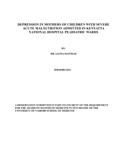 Depression In Mothers Of Children With Severe Acute Malnutrition