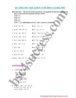 quadratic equation for ibps clerk pre answers