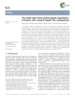 The visible light-driven photocatalytic degradation of Alizarin red S