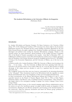 1 The Academic McCarthyism at the University of Illinois: An