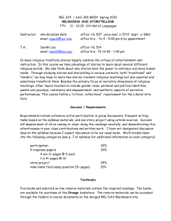REL 324 / SAS 300 M004 Spring 2010 RELIGIONS
