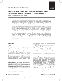 miR-15 and miR-16 Are Direct Transcriptional Targets of E2F1 that