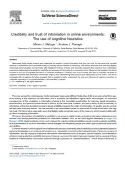 Credibility and trust of information in online environments: The use