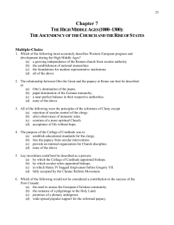 <THE HIGH MIDDLE AGES \(1000&ndash;1300\): THE