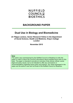 BACKGROUND PAPER Dual Use in Biology and